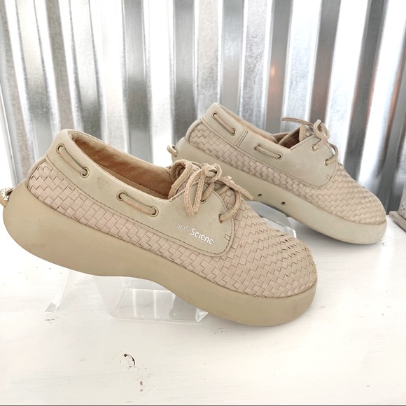 Womens Soft Science The Cruise Loafers Lightweight Woven Leather Laces Boat Tan - Picture 2 of 14